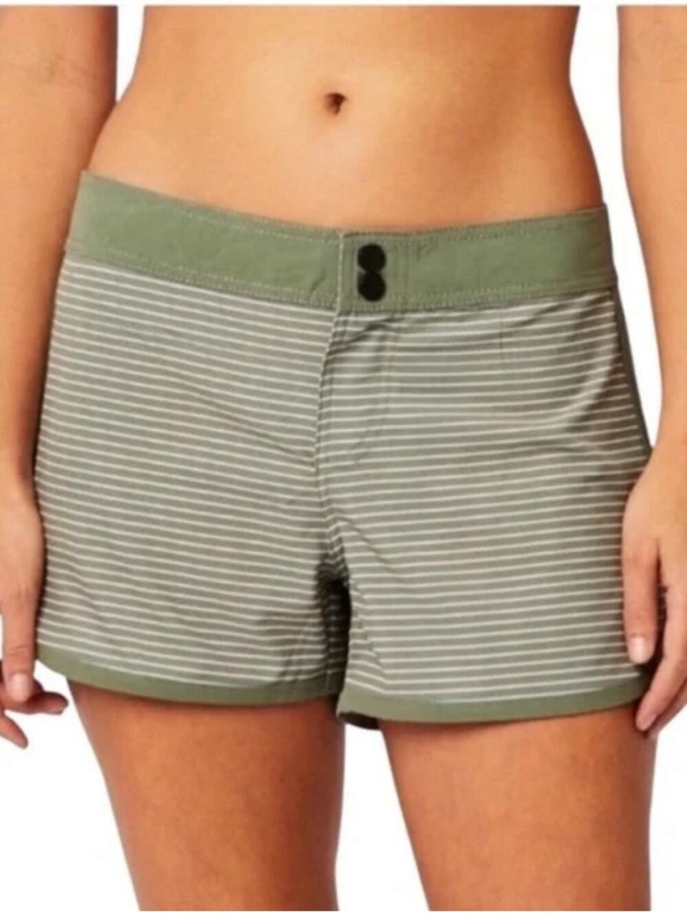 Carve Designs Beckett Olive Green & White Stripe Board Shorts 12